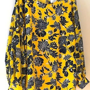 Blue floral blouse with flex of silver.